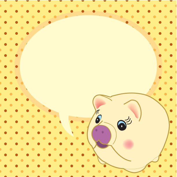 可爱的猪与语音气泡向量图片下载