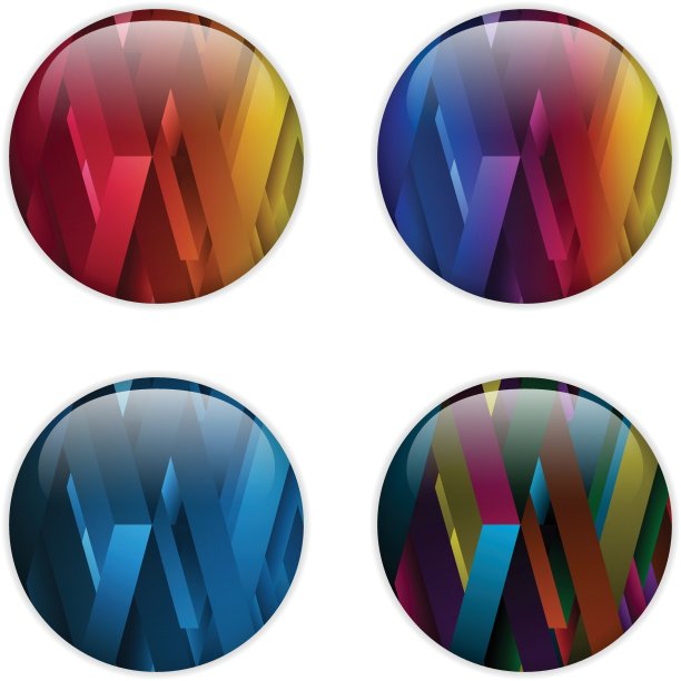 玻璃圆按钮彩色霓虹灯波图片下载