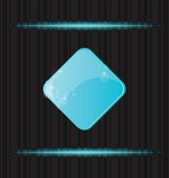 蓝色光滑的空白网页按钮与反射图片下载