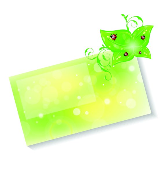 绿色树叶和瓢虫的环保友好卡图片下载