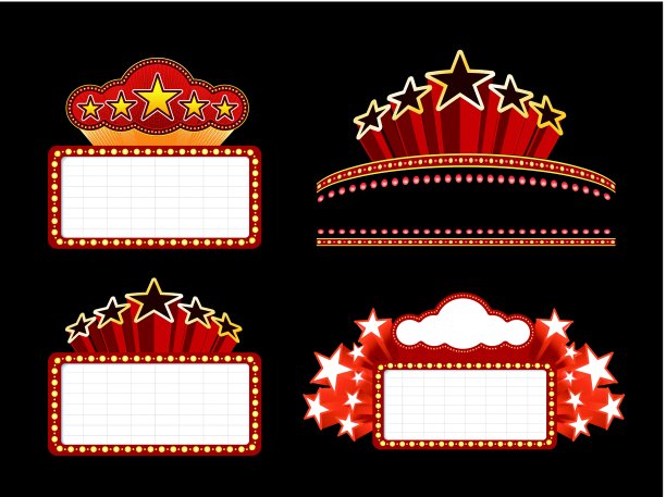 复古照明电影字幕空白标志图片下载