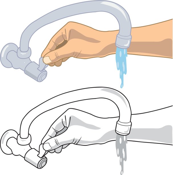 用手打开和关闭水龙头矢量图片下载