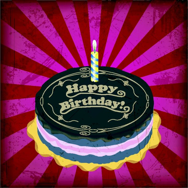 复古生日蛋糕与垃圾摇滚效应图片下载