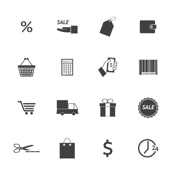 黑色和白色购物图标集。插图eps 10图片下载