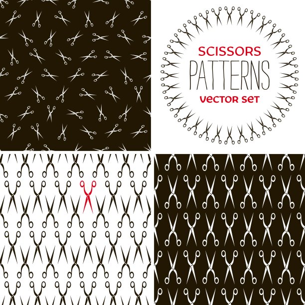 一套单色剪刀背景图片下载