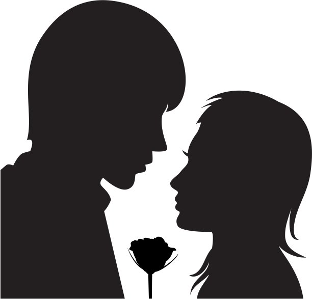 年轻男女的矢量剪影图片下载