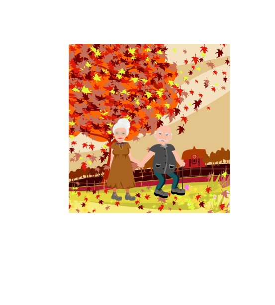 一对老年夫妇在秋日散步图片下载