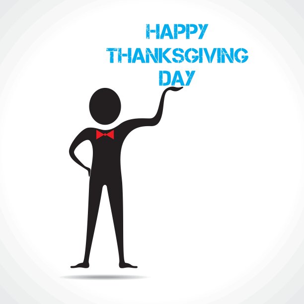 男人抱着快乐的感恩节文本向量图片下载
