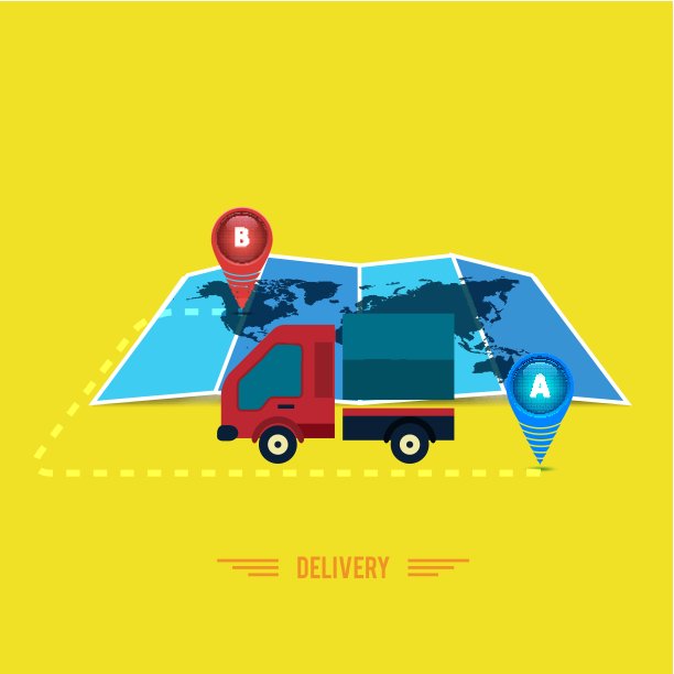 24小时送货服务。运货卡车的象征图片下载