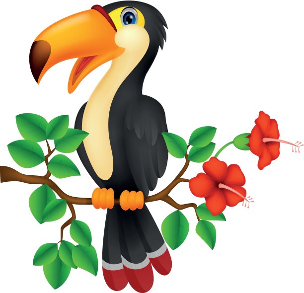 可爱的巨嘴鸟卡通图片下载