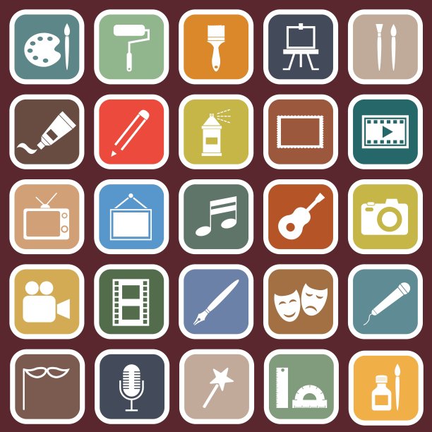 艺术平面图标上的红色背景图片下载