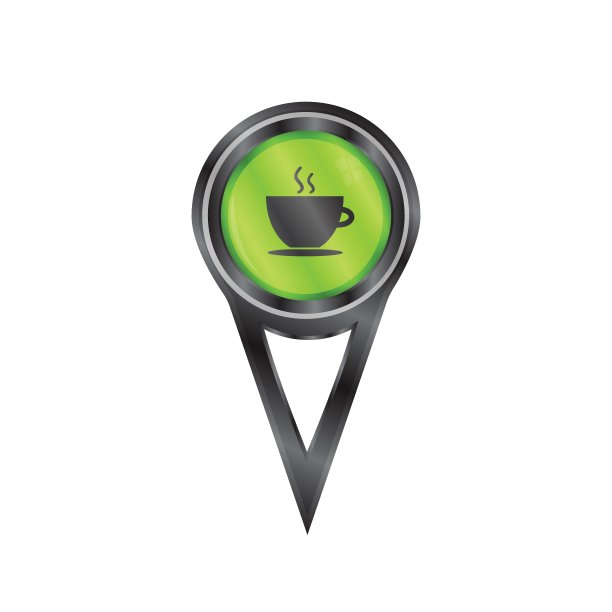 大头针标识咖啡杯图片下载