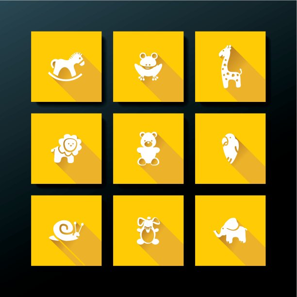 矢量平面婴儿玩具图标集图片下载