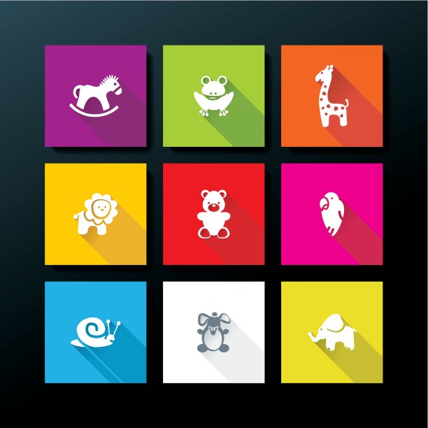 矢量平面婴儿玩具图标集图片下载