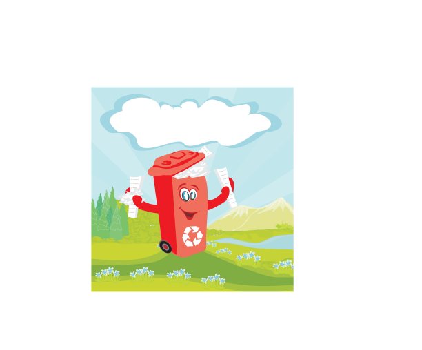 红色回收箱与纸张-人物插图图片下载