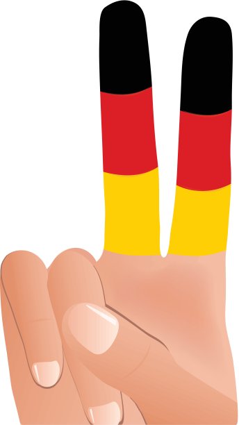 EPS向量10的男性手手势和平标志在德国国旗图片下载