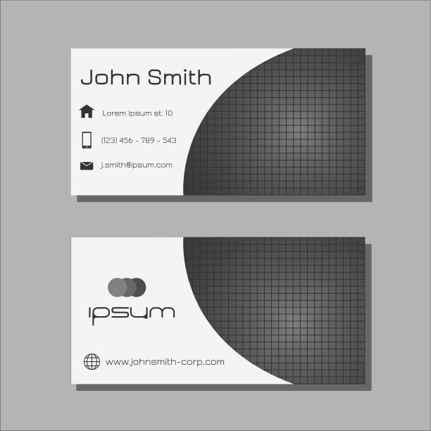 名片模板-黑白方形图案图片下载