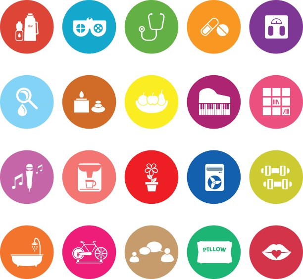 健康平面图标上的白色背景图片下载