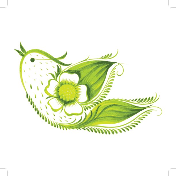 绿色的鸟与花和叶茶图片下载