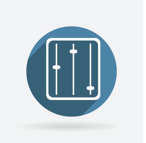 均衡器。用阴影圈出蓝色图标。图片下载