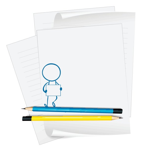 一张纸，上面画着一个拿着牌子的男孩图片下载