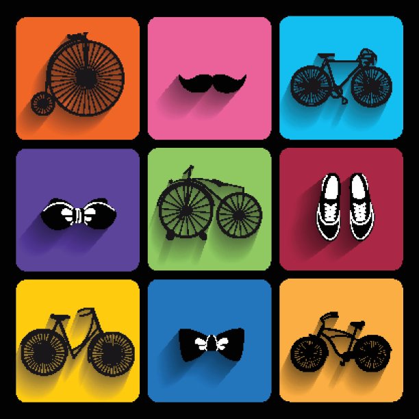 时尚潮人图标与长影子图片下载