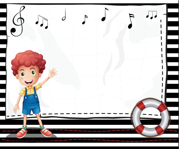 一个男孩拿着一个空牌子，上面写着音符图片下载