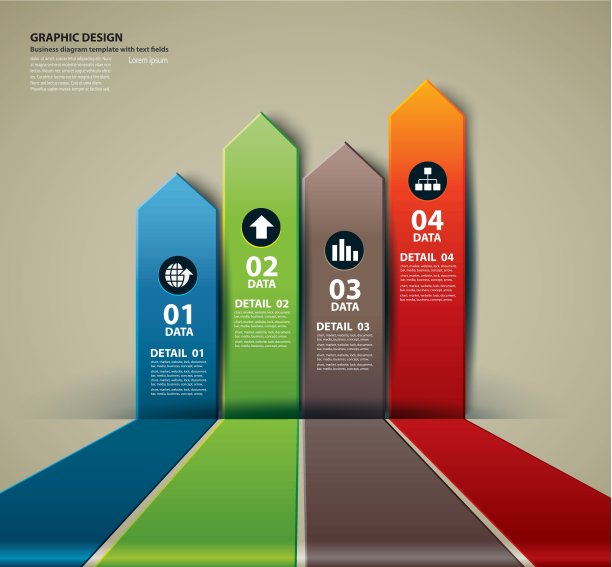 矢量业务步骤纸数据和数字设计模板图片下载