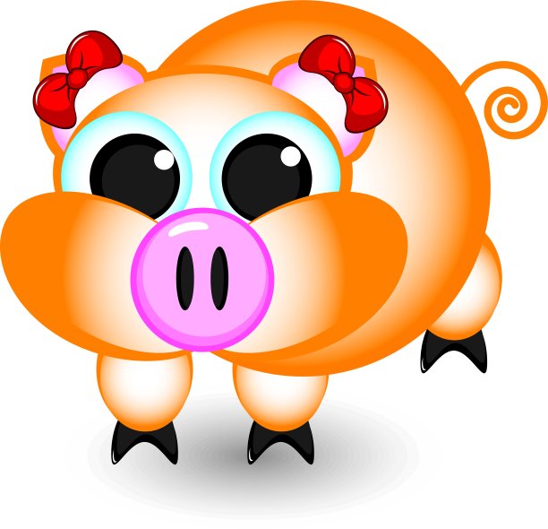 带蝴蝶结的卡通猪图片下载