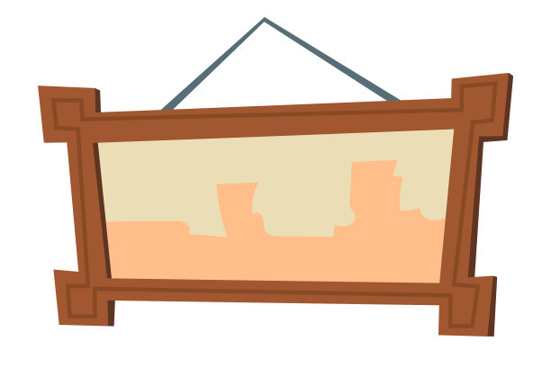 画框挂在白色的墙壁卡通图片下载