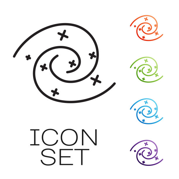 黑线黑洞图标孤立在白色上图片下载