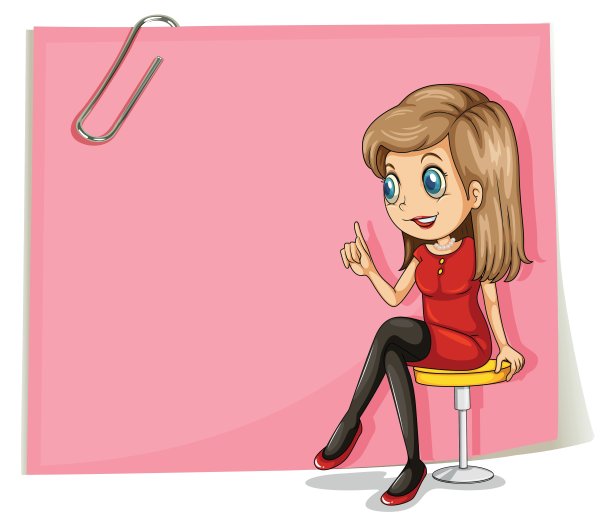 一个漂亮的女士站在空荡荡的粉色标牌前图片下载