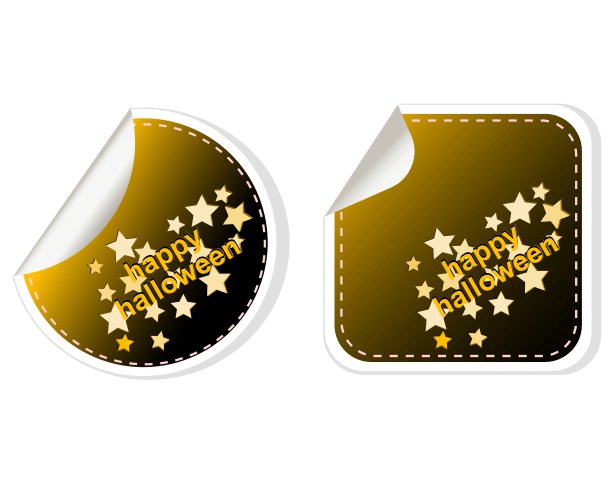 万圣节矢量贴纸套装快乐图片下载