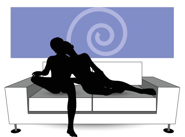 沙发上的夫妻剪影图片下载