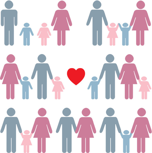 家庭生活图标设置在颜色图片下载