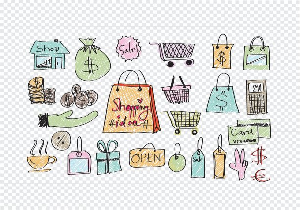 手涂鸦商业图标设置理念设计上透明backgro图片下载