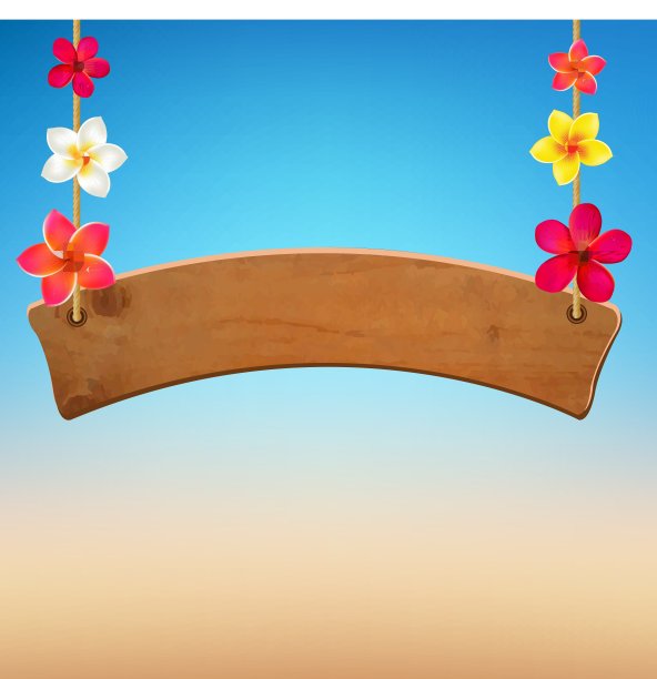 带有鸡蛋花的木制标志图片下载