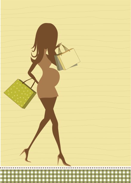 婴儿通告卡与美丽的孕妇图片下载