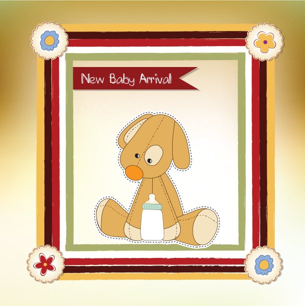 带小狗的宝宝送礼卡图片下载