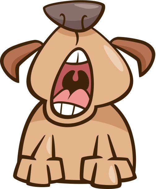 狗打哈欠卡通插图图片下载