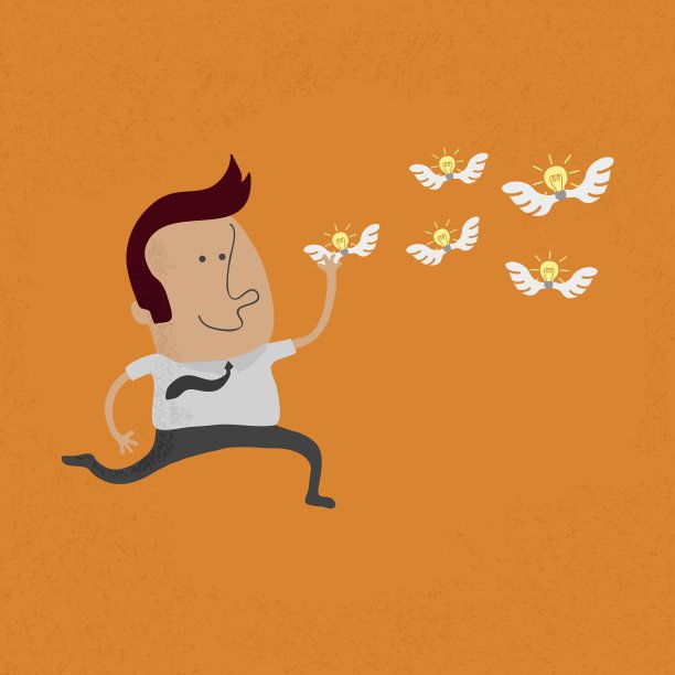 快乐的人狩猎飞行的想法，eps10矢量格式图片下载