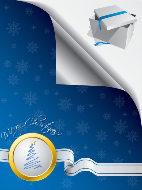 礼盒下折叠的蓝色问候图片下载