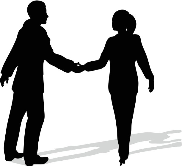 商业人士站着的剪影握手图片下载