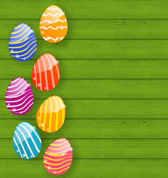 复活节彩蛋上有五颜六色的木纹图片下载