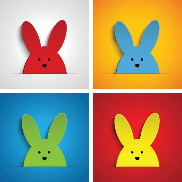 快乐复活节兔子兔套装卡通图片下载