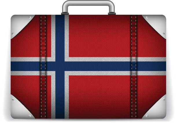 挪威旅行行李与旗帜度假图片下载