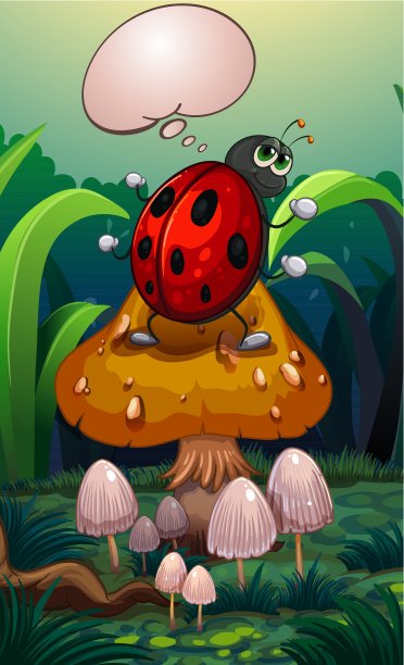 一只虫子在一个蘑菇上，上面有一个空的召唤图片下载