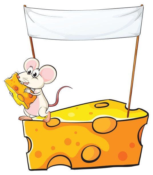 奶酪上方的空横幅上有一只老鼠图片下载