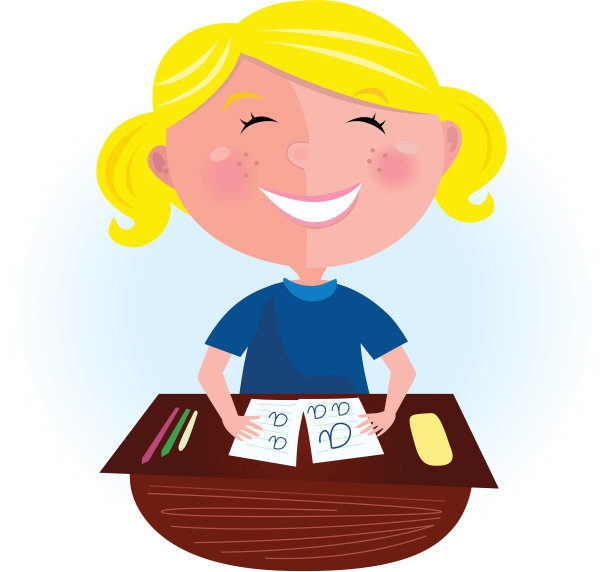 回到学校:快乐的金发女孩在教室里图片下载