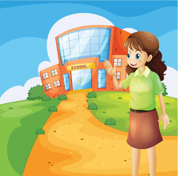 一位老师在教学楼前面图片下载